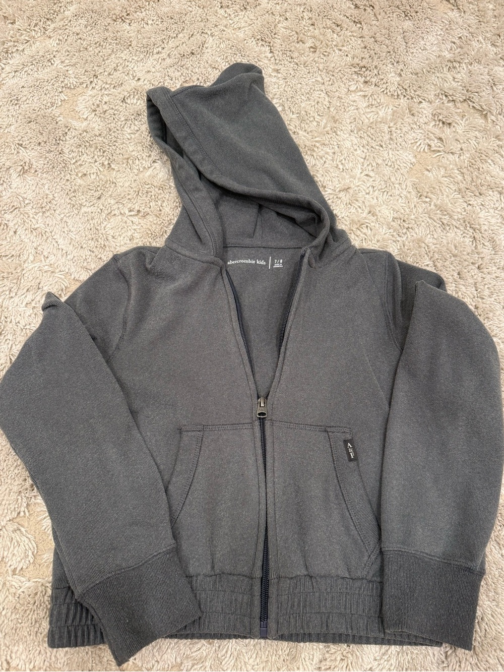 NWOT Abercrombie AF kids Gray Full-Zip Hoodie